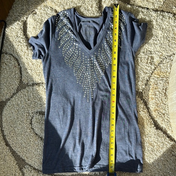 Blue V-Neck Top with Embellishments Energie Large - Picture 4 of 4